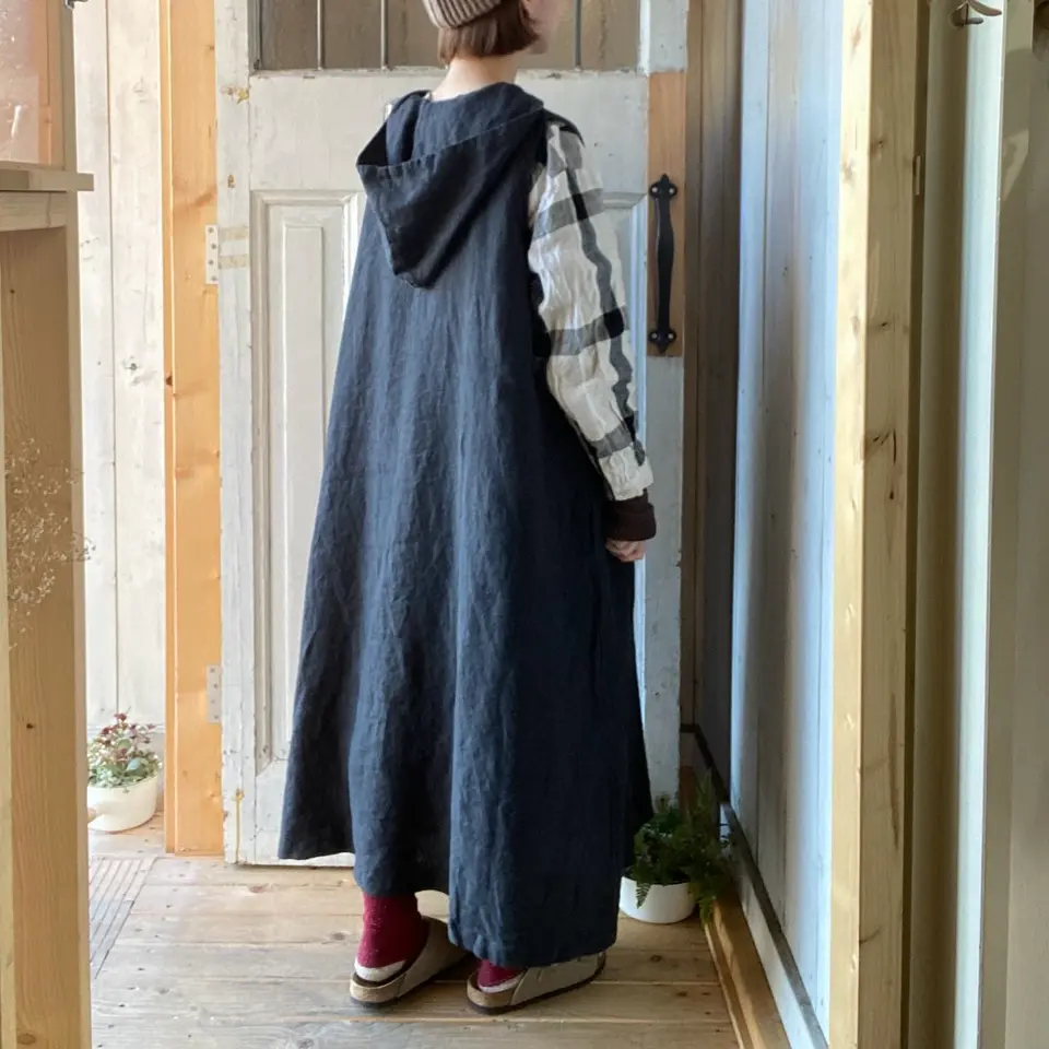 08Mab/ゼロハチマブ フード付きリネンジャンスカ-リネン服と
