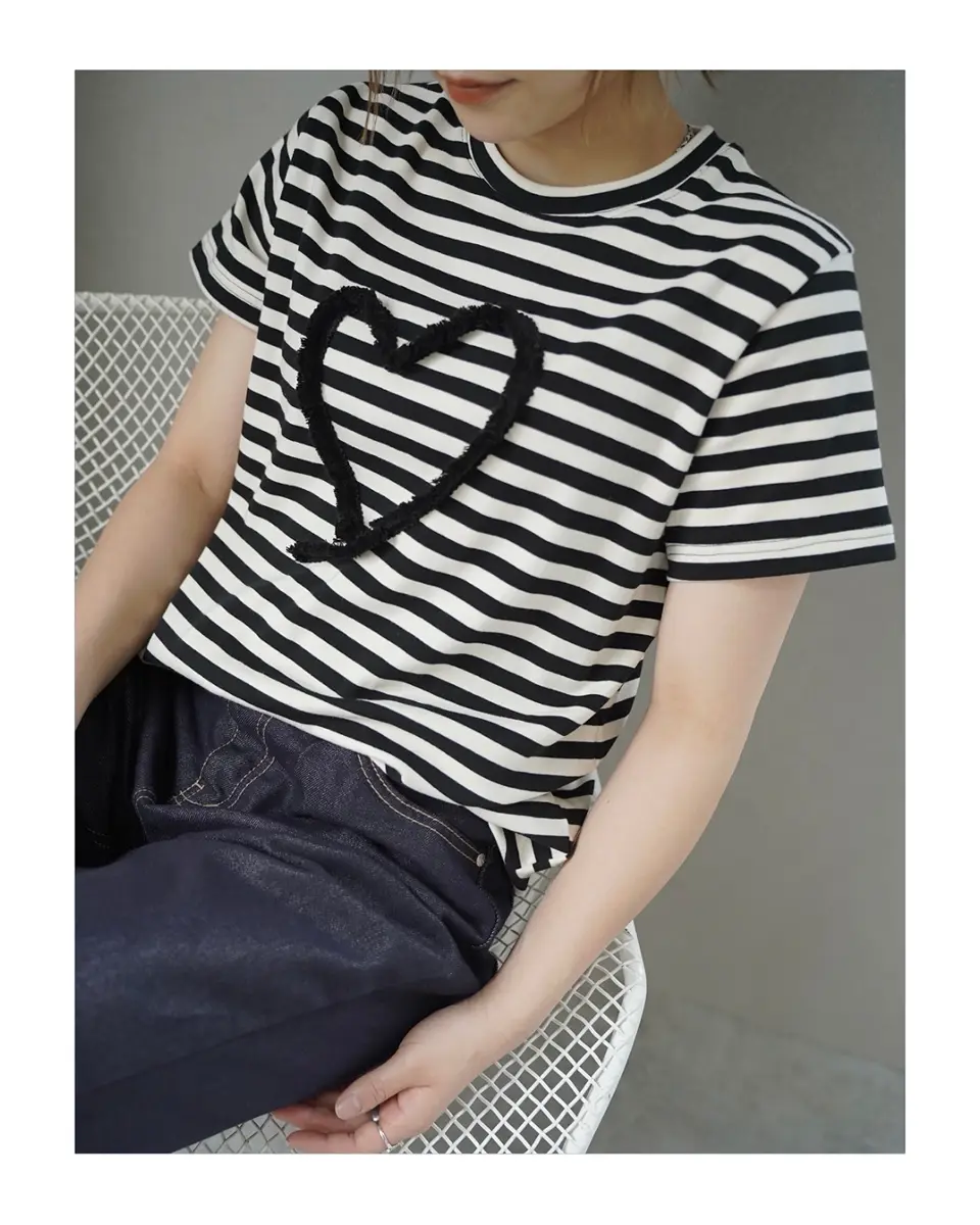 予約】fringe Heart T-shirt(2color) - BayBee