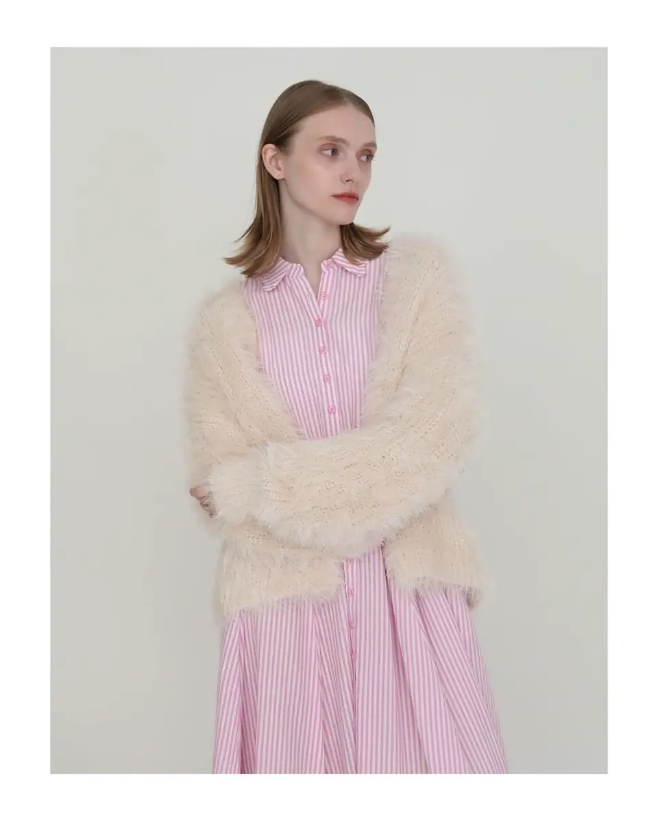 baybee♥新品未使用 シャギーカーディガン ピンク shaggy cardigan(ivory) - BayBee