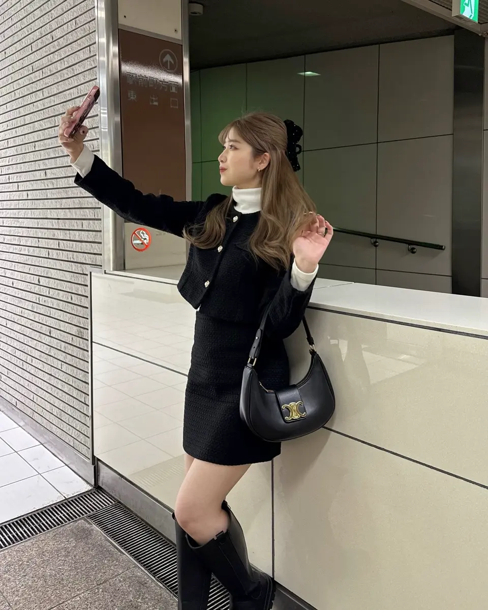 ショート ジャケット モード系 韓国 ツイード ブラック M~XL ブラックツイードショートジャケット B0239 – YOLO(ヨロ