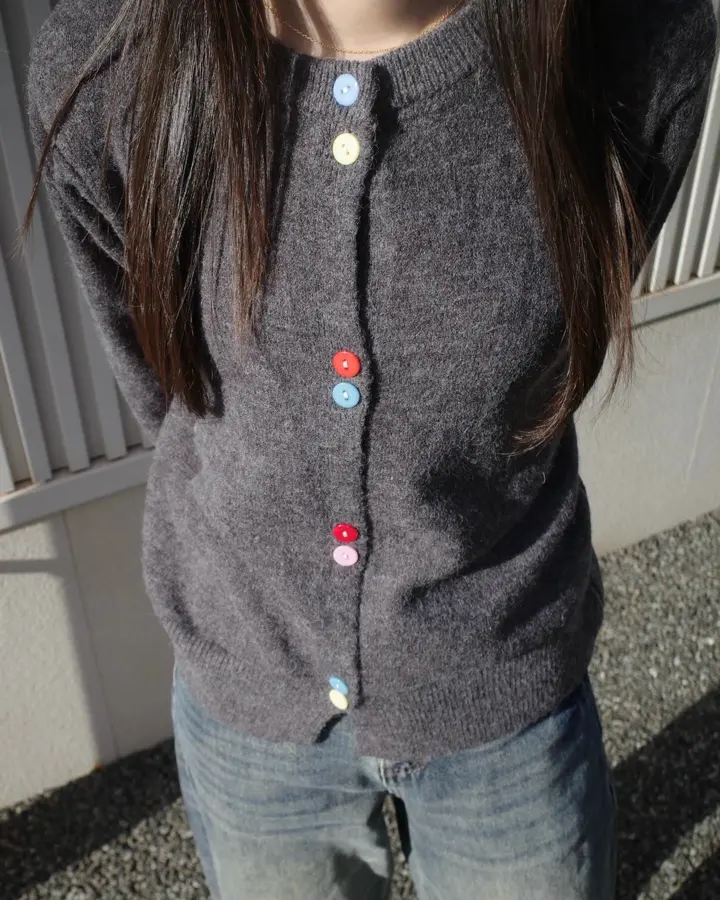 EGONLAB ボタンカーディガン EGONlab エゴンラボ SS26 ILLUSION LAYERED CARDIGAN / DARK & LT. GRY