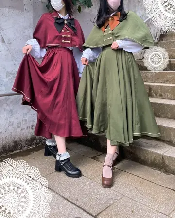 最短即日出荷】3点セット ブラウス ケープ スカート アンティーク