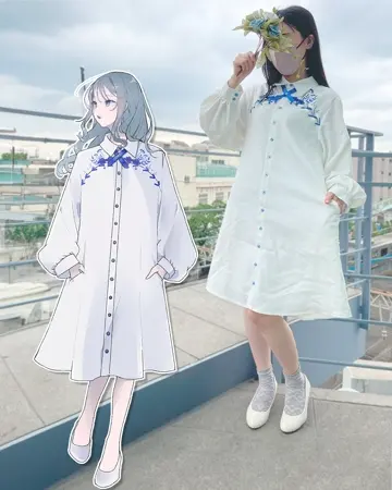 瑠璃咲く＊ネモフィラロイヤルロングシャツ ｜ Favoriteオリジナル