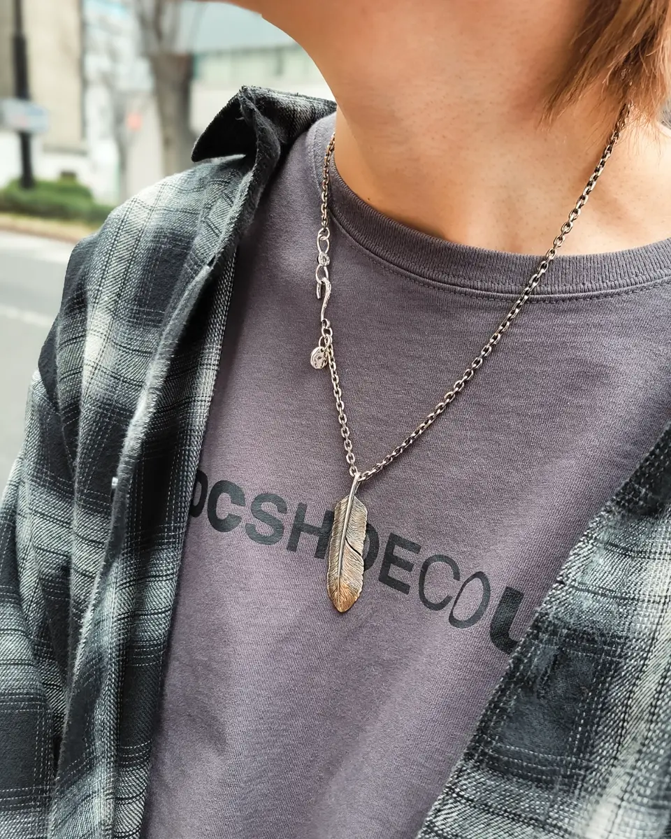 buff silver925 フェザー ペンダントチャーム 刻印 プレーン フェザー(左向き) シルバー925 ブロンズ ペンダント