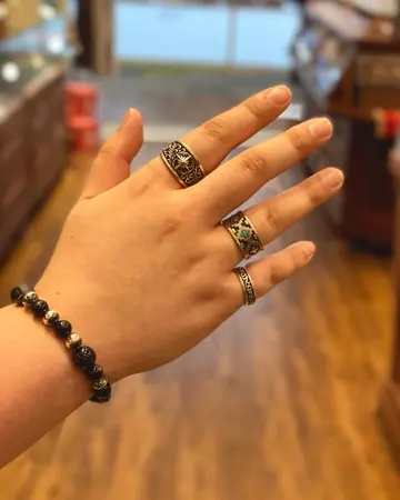 SAAD シルバー925 ターコイズ アラベスクスタンプワーク リング 15号 SAAD シルバー925 ターコイズ アラベスクスタンプワーク リング 15号