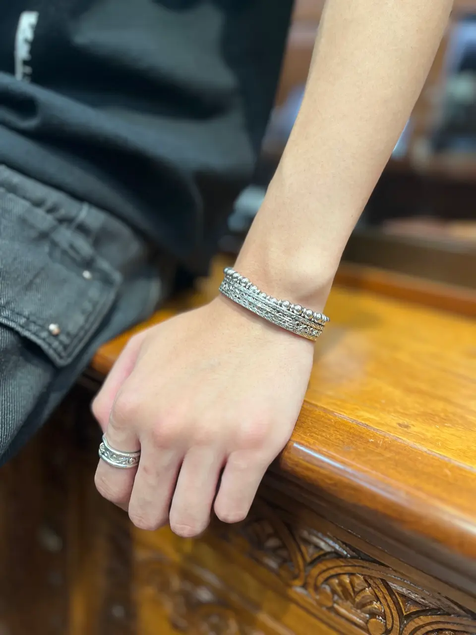 SAAD シルバー 925 サンシンボル アラベスク ネイティブ バングル SAAD シルバー 925 サンシンボル アラベスク ネイティブ