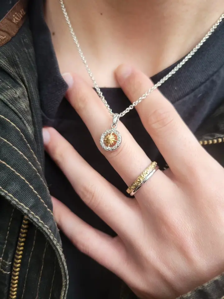 サンシンボル シルバー925製 K18（18金）ゴールドプレート ペンダント