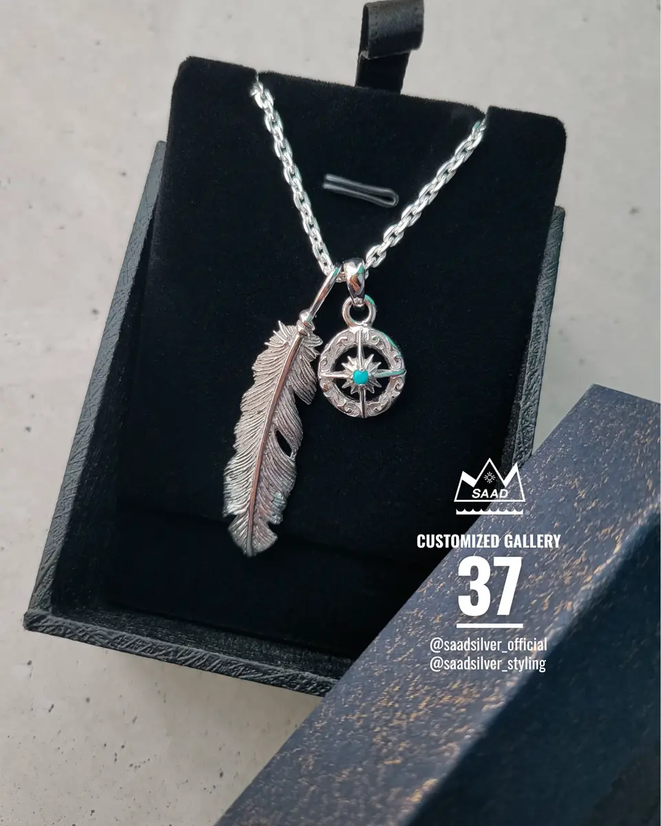 SAAD フェザーネックレストップ ブラックカラーストーン シルバー925 SAAD FEATHER｜シルバージュエリー＆レザーアイテム｜サード公式通販