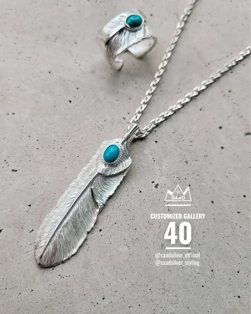 SAAD シルバー 925 フェザー フック ホイール 細角 チェーン 49cm SAAD