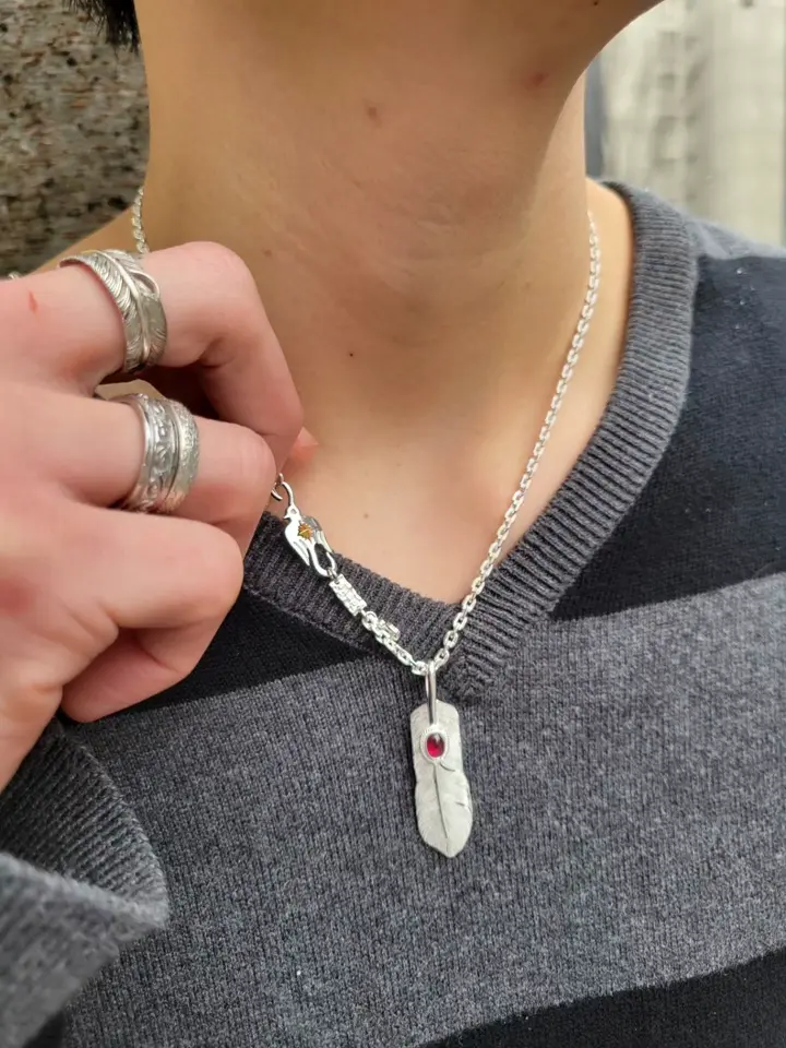 SAAD シルバー サンシンボル ホイール 唐草フック あずきチェーン 43cm あずき シルバー925製チェーン 幅3.0mm｜全てのシルバーアクセサリー