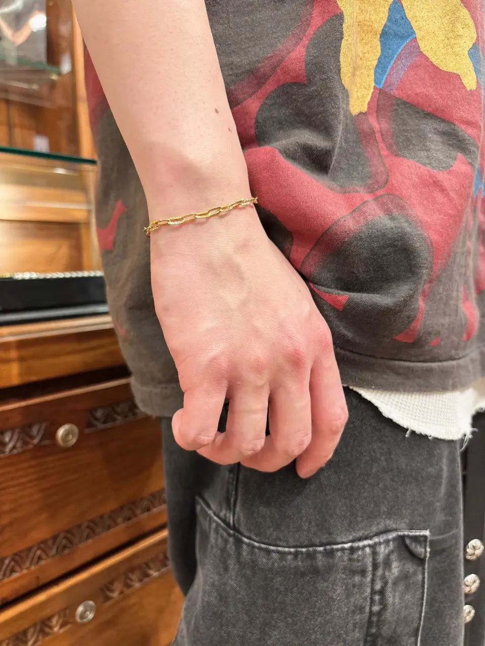 フラットチェーンブレスレット ロジウムコーティング シルバー925
