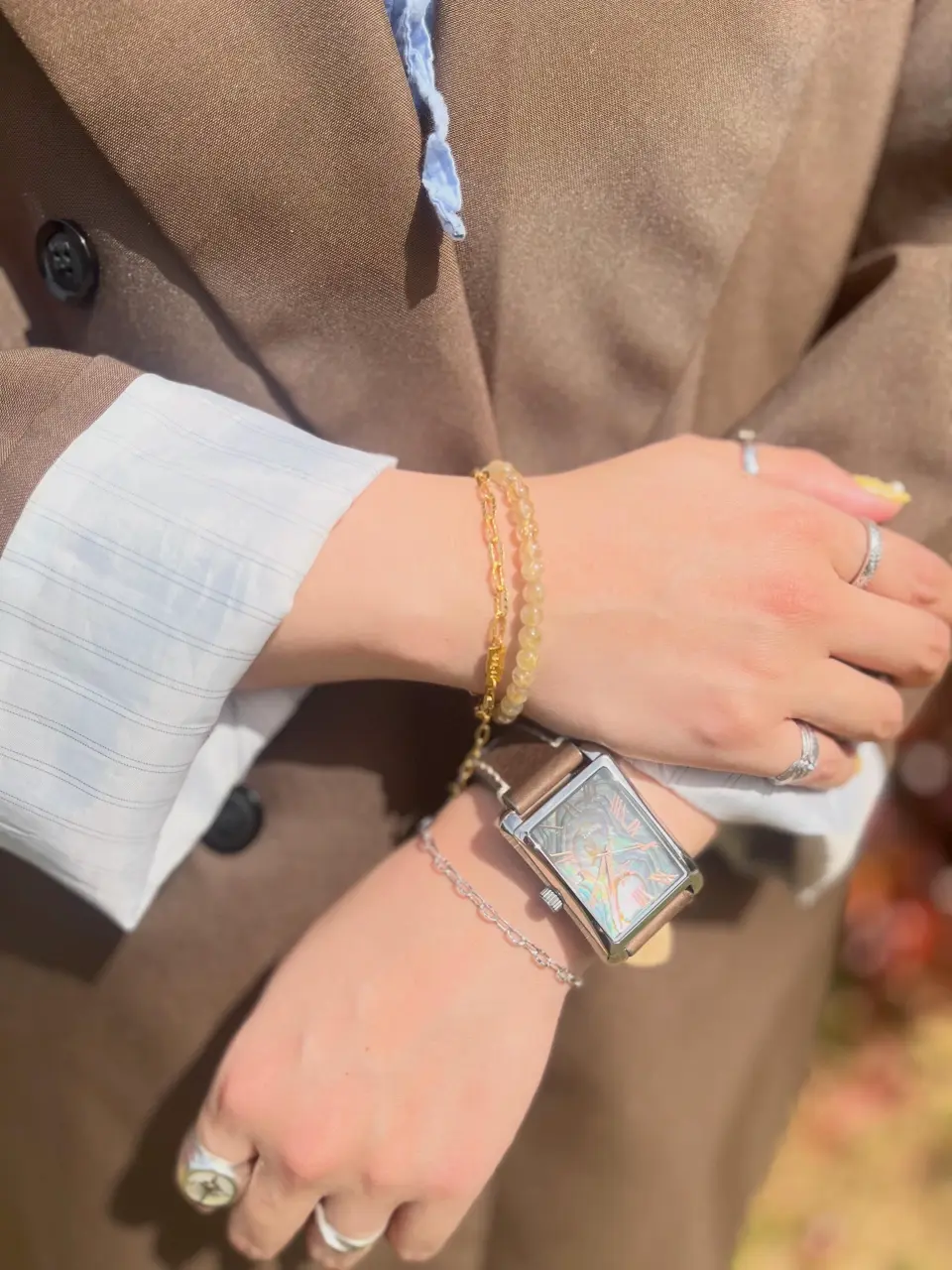 フラットチェーンブレスレット ロジウムコーティング シルバー925
