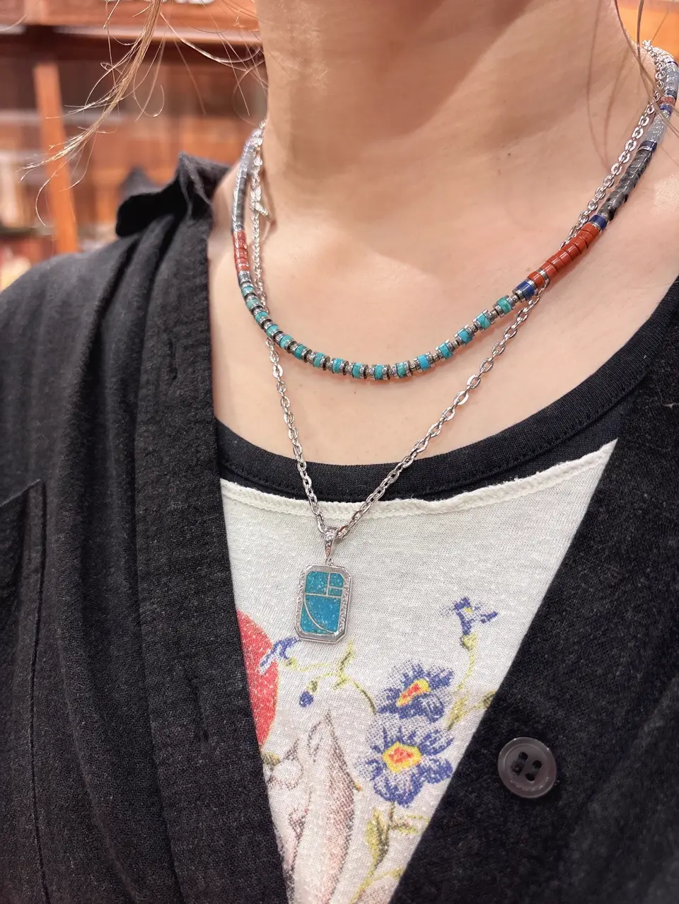 ヒーシー 天然石 ターコイズ シルバー925 ネックレス 4.0mm｜全ての
