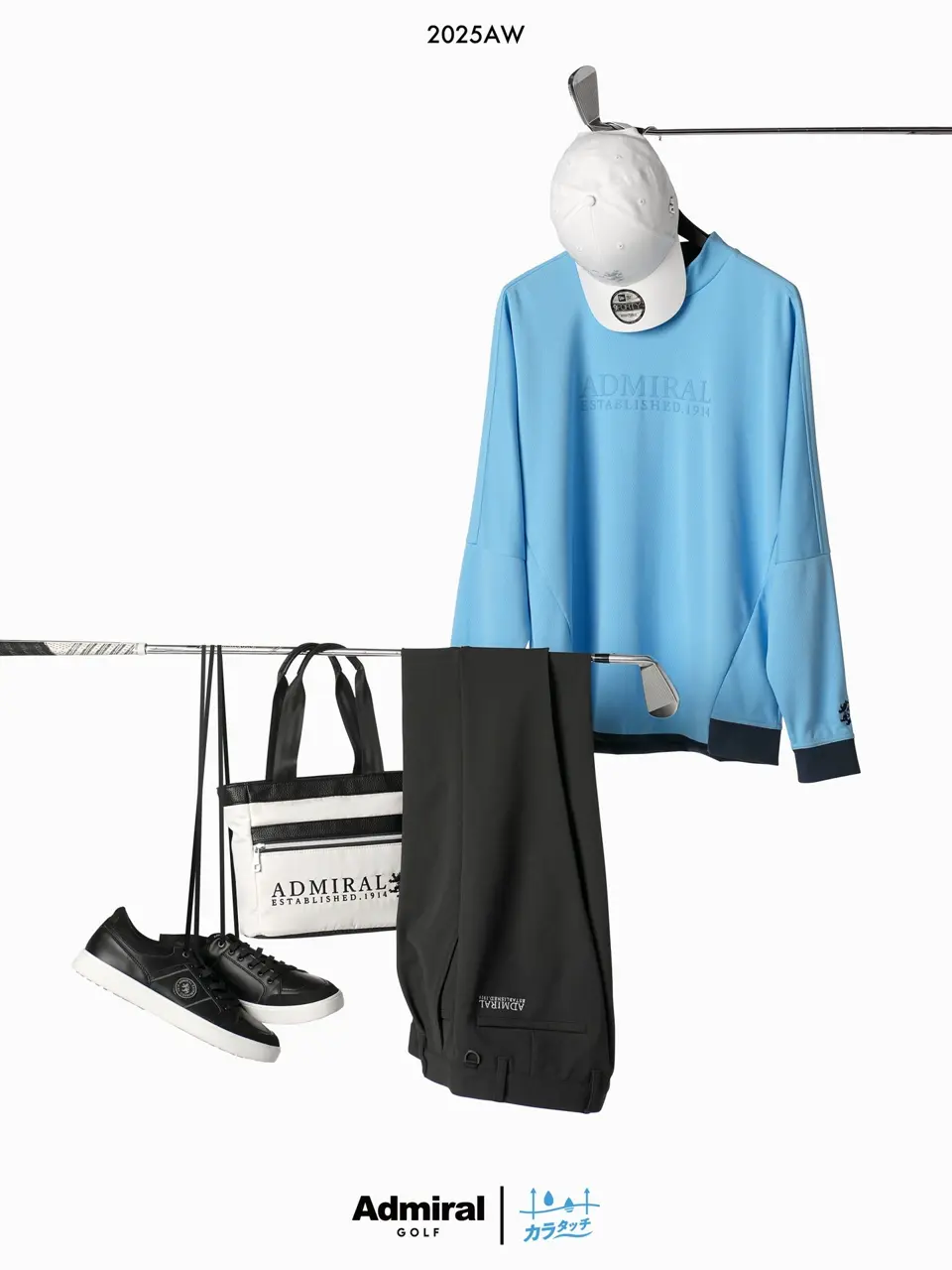 アドミラル ゴルフ]メンズ カラタッチ 長袖モックネックシャツ