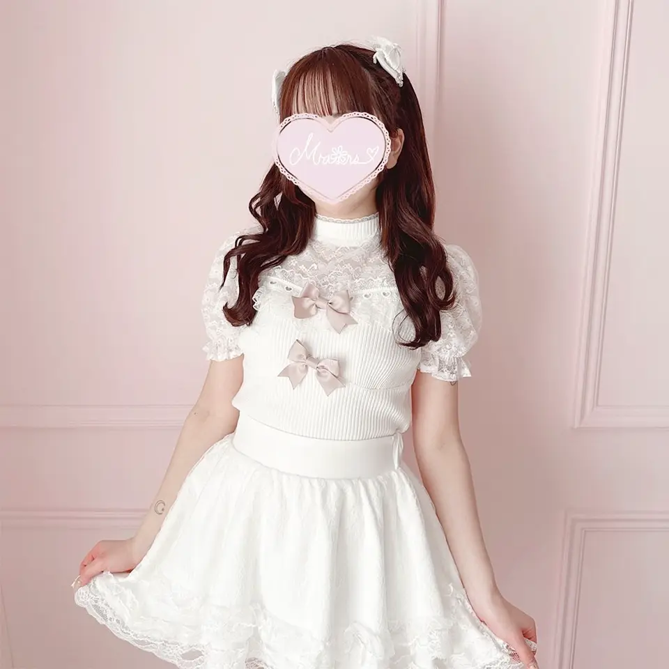 【オンライン限定商品】  MA*RS】リボン付きレーステレコトップス - ホワイト size-F トップス
