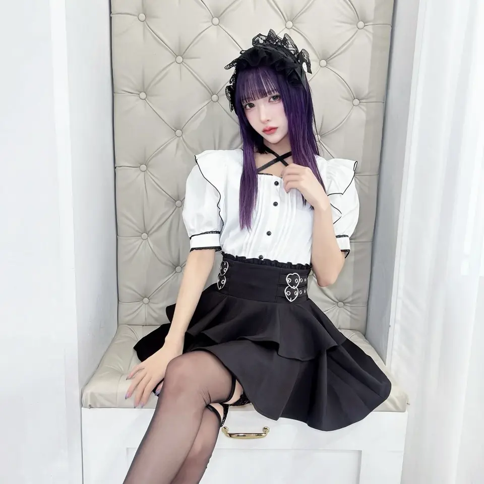 25A_洗練のブラック_フリル_CHANEL_サンダル_パンプス_サテン MA*RS】サテンリボン付きフリルブラウス - WHT/ブラック size-F