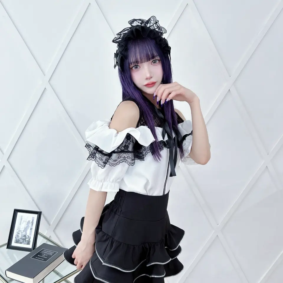 まる様　BSLT袖フリル　ブラック まる様 BSLT袖フリル ブラック （1枚でキマる♪大人甘め 着回し