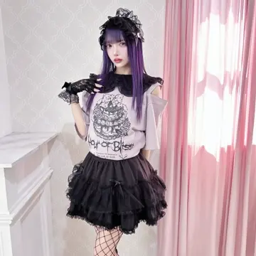 関送込【KAREN MILLEN】アップリケブロデリーロゼットドレス Princess Melody】りぼんケーキ肩あきZIPロンT - ピンク size-F