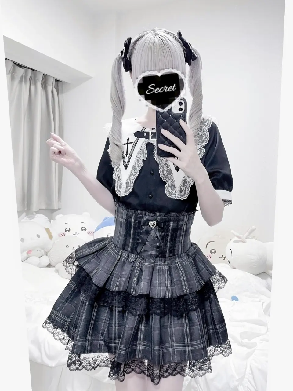 MA*RS】BIG襟クロス刺繍ブラウス - ブラック size-F | 地雷系