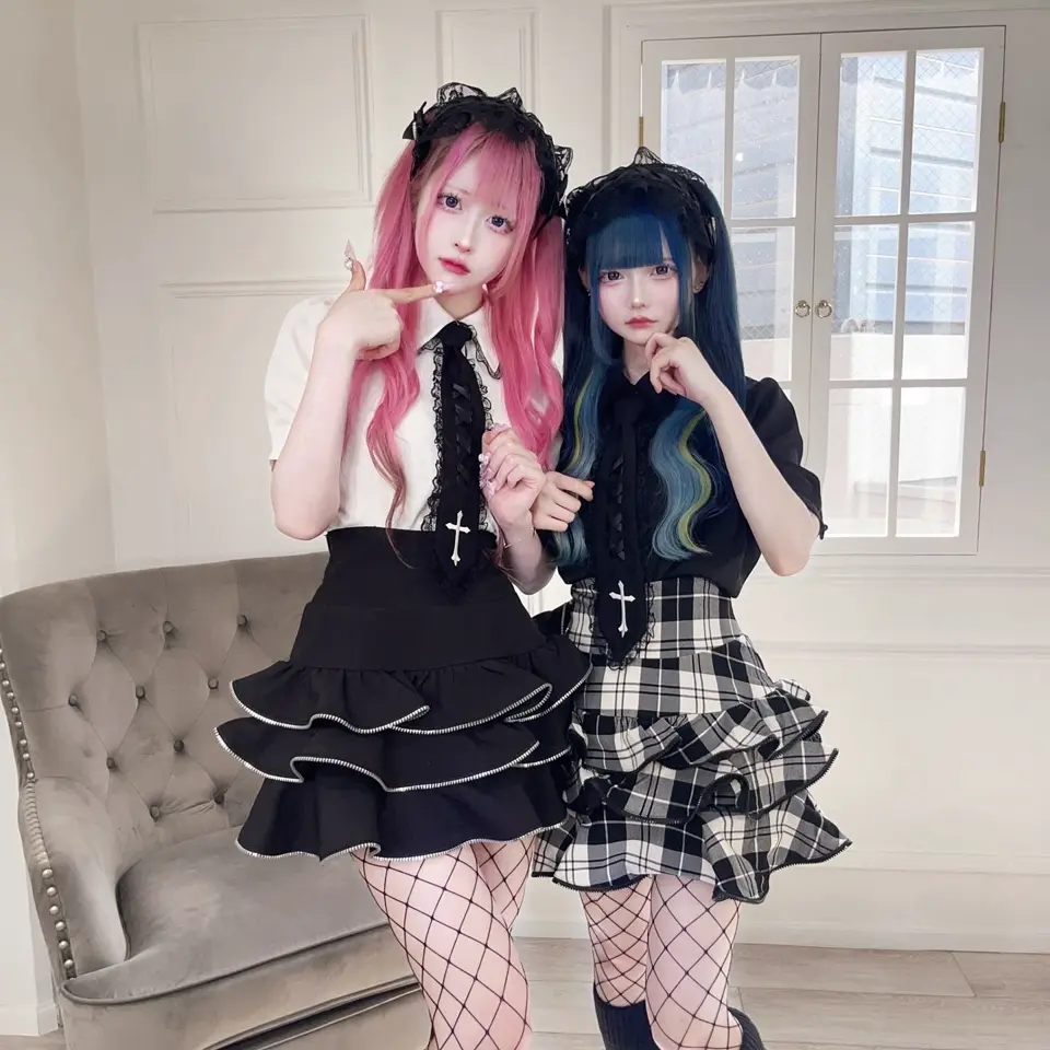MA*RS】ZIPフリルスカパン - BLK/ホワイト size-F | 地雷系