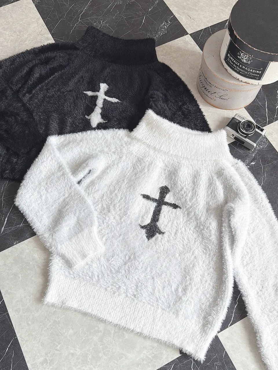 MARS 長袖ニット MA*RS】ジップ付きクロスハイネックニット - ブラック size-F | 地雷系