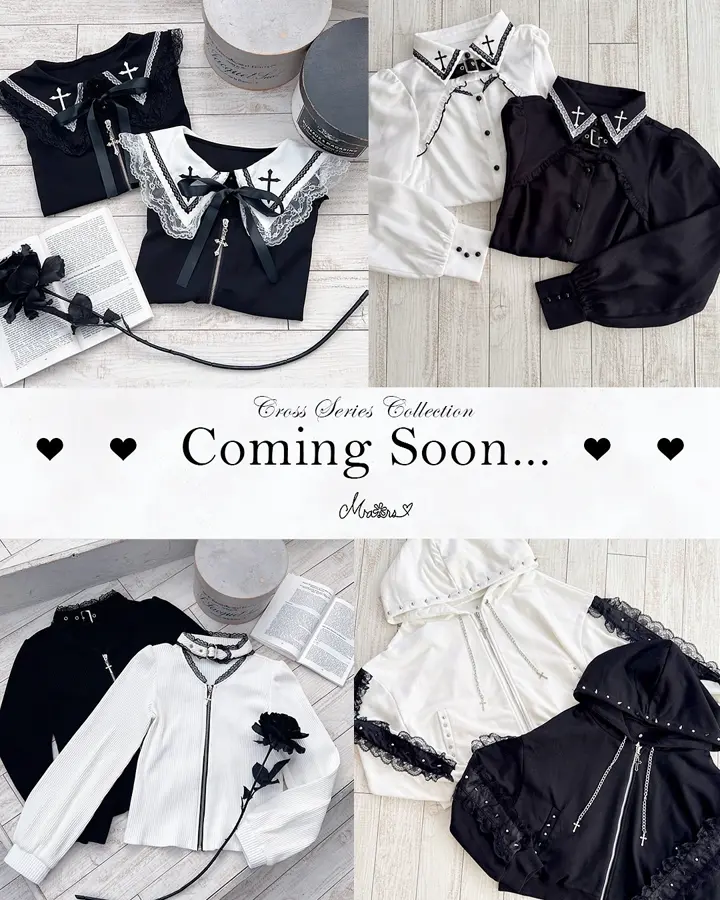 Fancyくまみみブラウス MA*RS】BIG襟クロス刺繍ブラウス - ブラック size-F | 地雷系