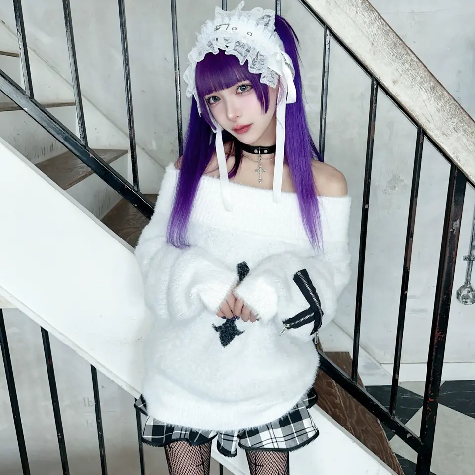 MA*RS】ジップ付きクロスハイネックニット - ブラック size-F | 地雷系