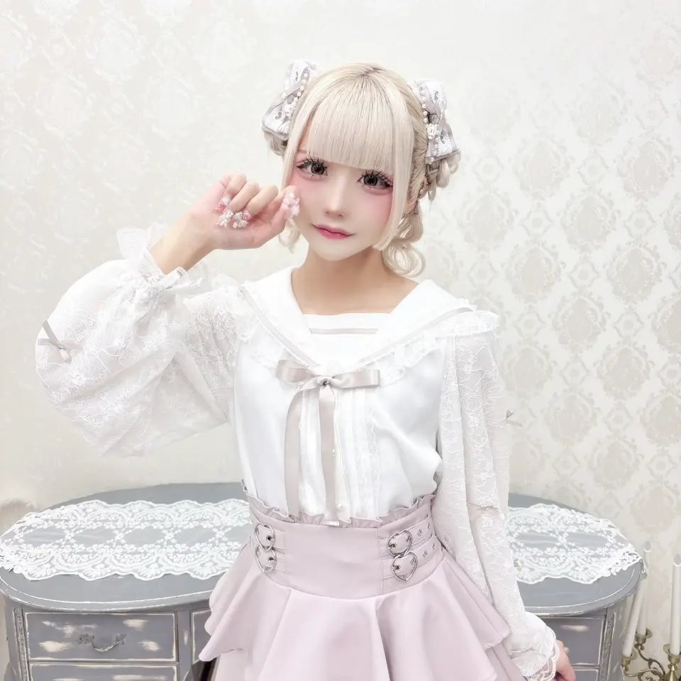 MA*RS】袖レースちびリボン付きセーラーブラウス - PNK/PNK size-F