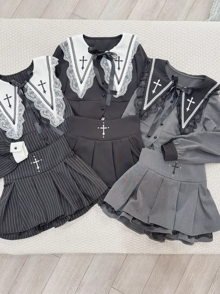 MA*RS】【通販先行販売】【2点SET】クロス刺繍短丈セットアップ - BLK