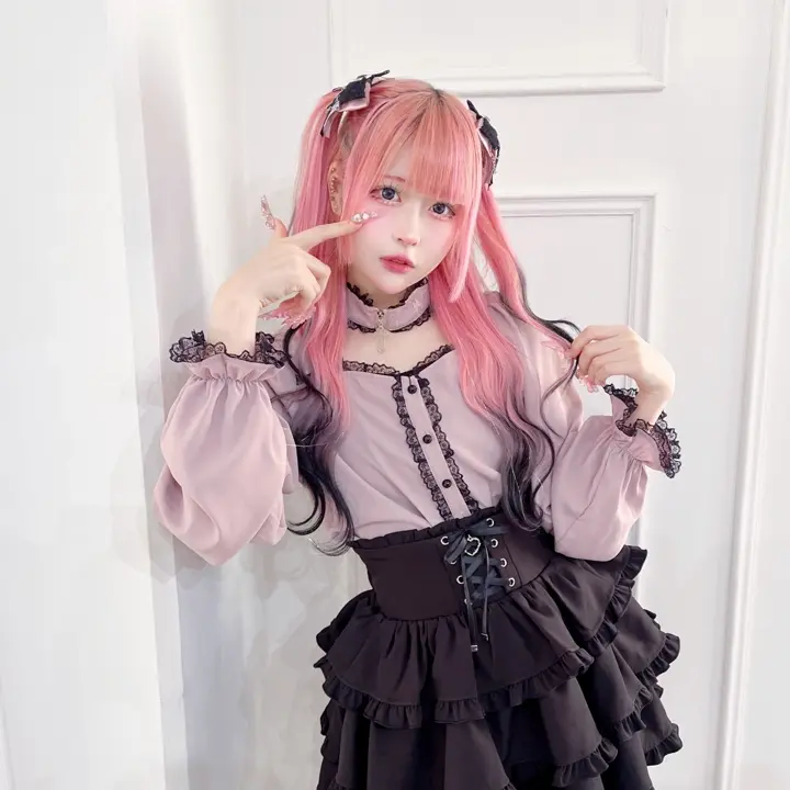 MA*RS】クロスチョーカー付きブラウス - ピンク size-F | 地雷系・量産