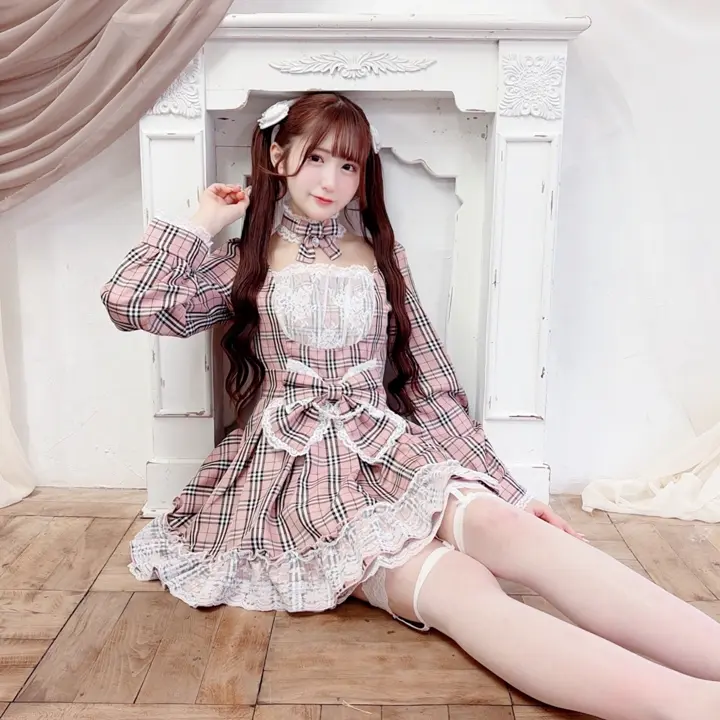 Princess Melody】チョーカー付きチェックワンピース - ピンク size-F