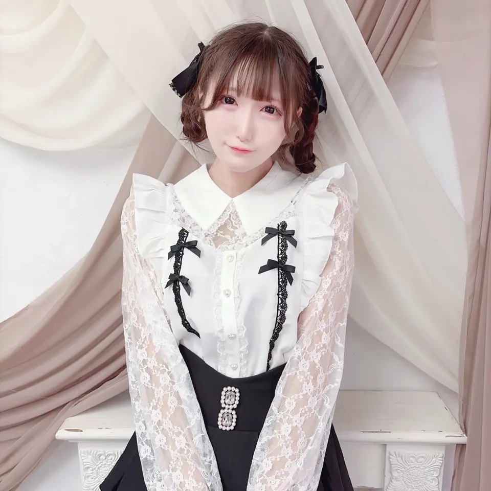 MA*RS】肩フリルちびリボンレーストップス - BLK/BLK size-F | 地雷系