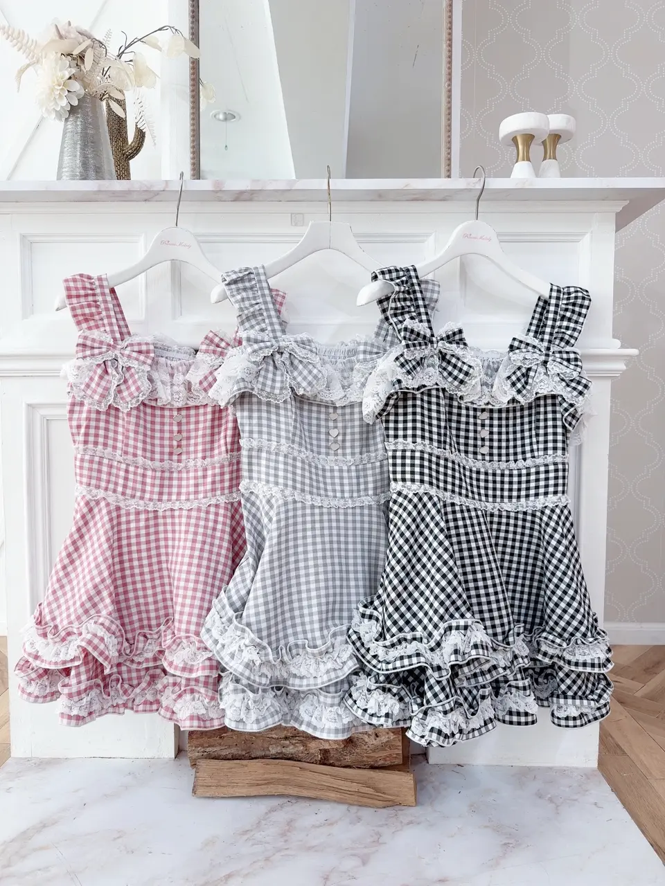 Princess Melody】ダブルりぼんギンガムキャミワンピース - グレー