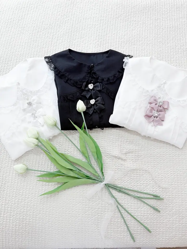【希少♡】MARBLE フリル×リボン 黒トップス 半袖 ゴシック量産 MA*RS】ダブルリボンフリルブラウス - ブラック size-F | 地雷系・量産