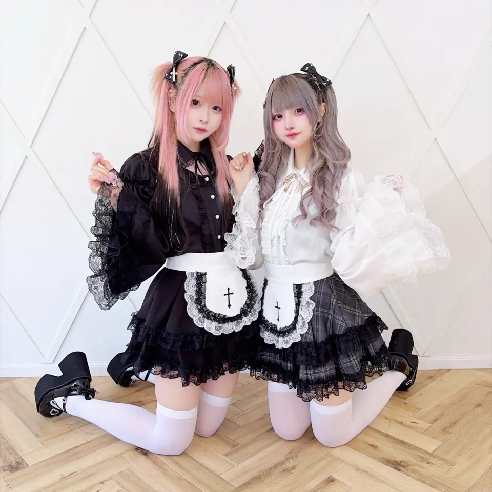 MA*RS】クロス刺繍レースエプロン付きフリルスカパン - グレー size-F