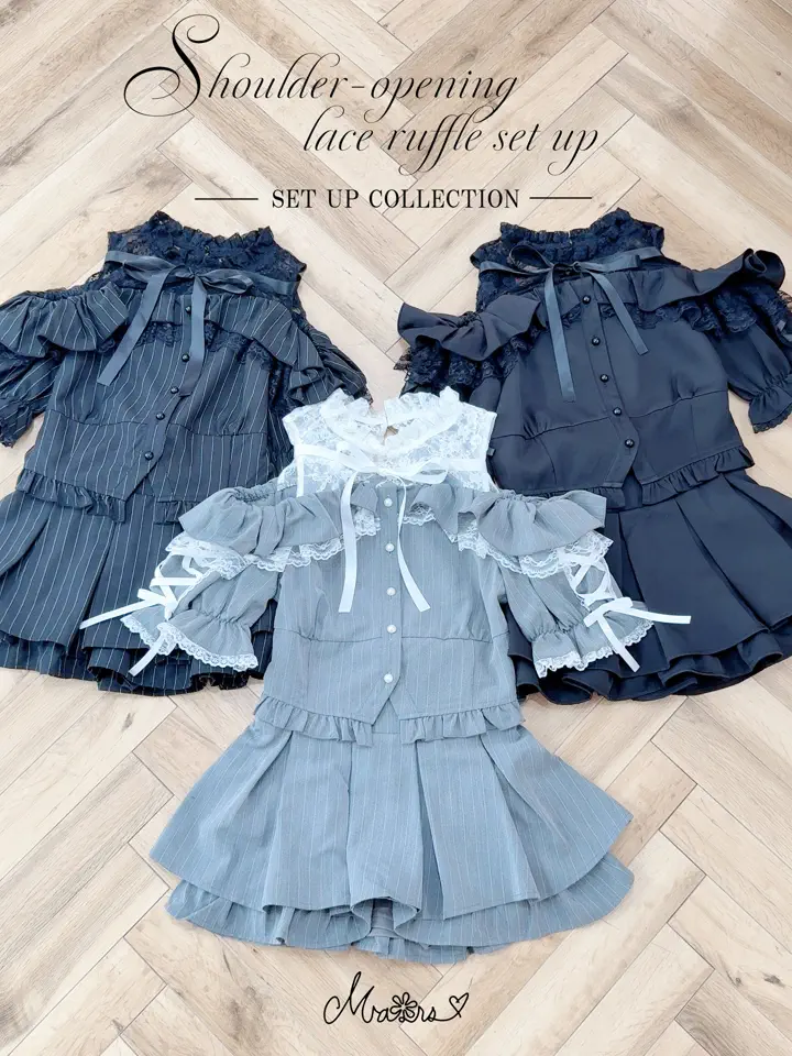 MA*RS】肩開きレースフリルセットアップ - グレー size-F | 地雷系