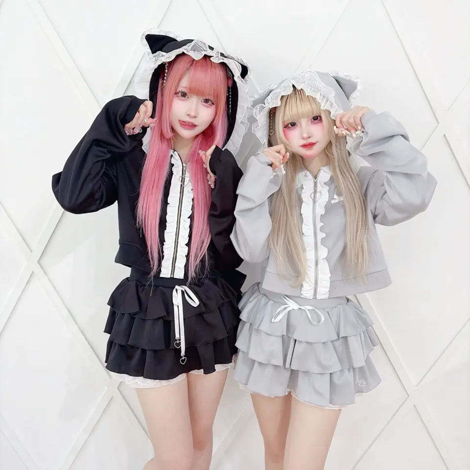 Princess Melody】【2点SET】ねこみみパーカーセットアップ - BLK