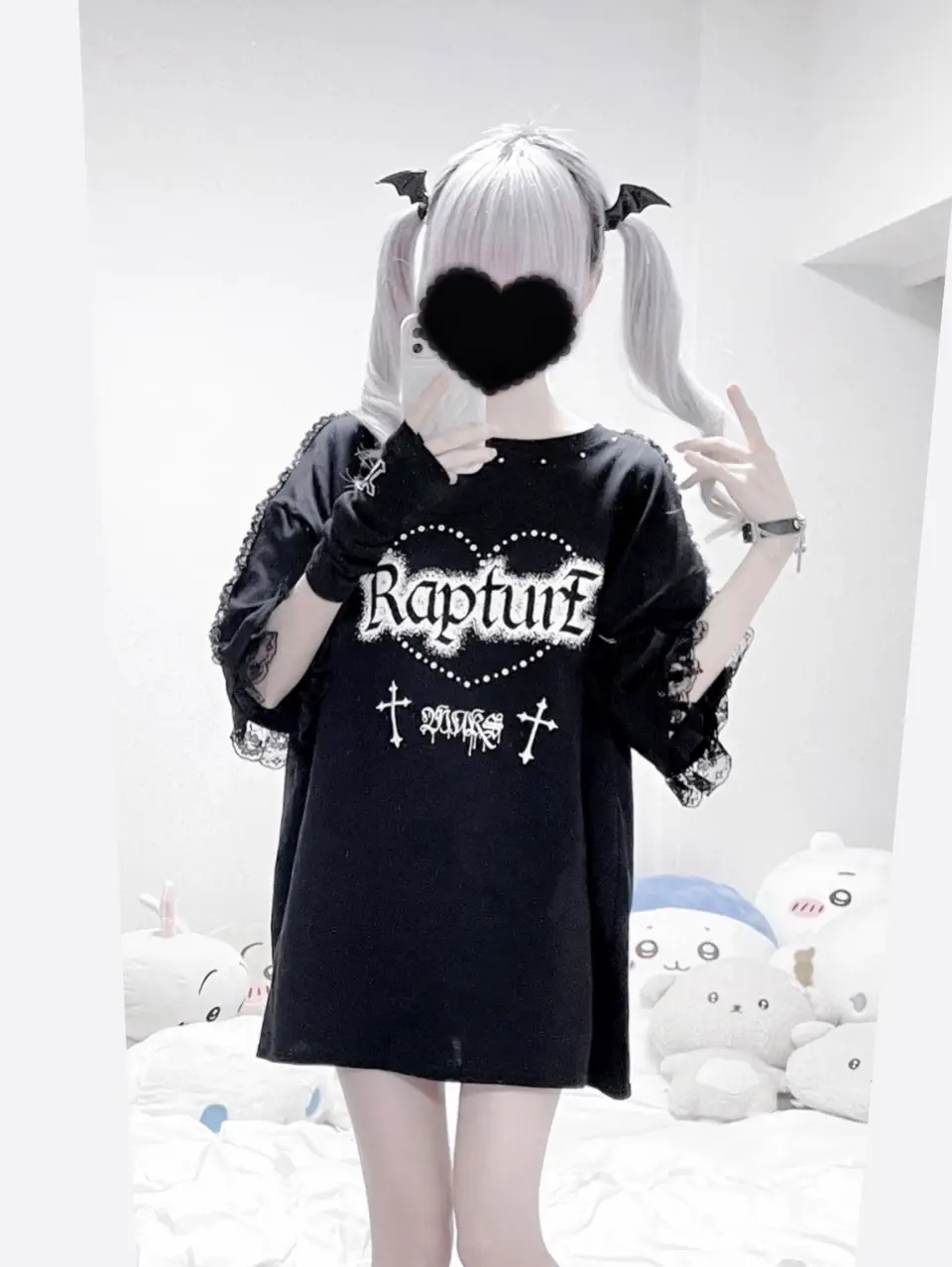 MA*RS】クロスハートレースロンT - ブラック size-F | 地雷系・量産型