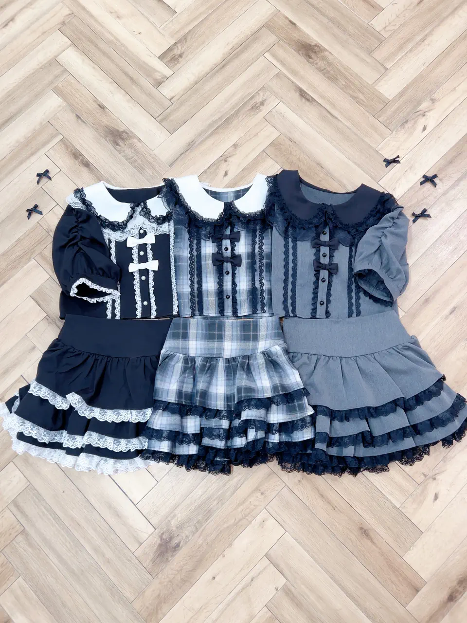 MA*RS】【2点SET】トリプルリボンレースフリルセットアップ - BLK