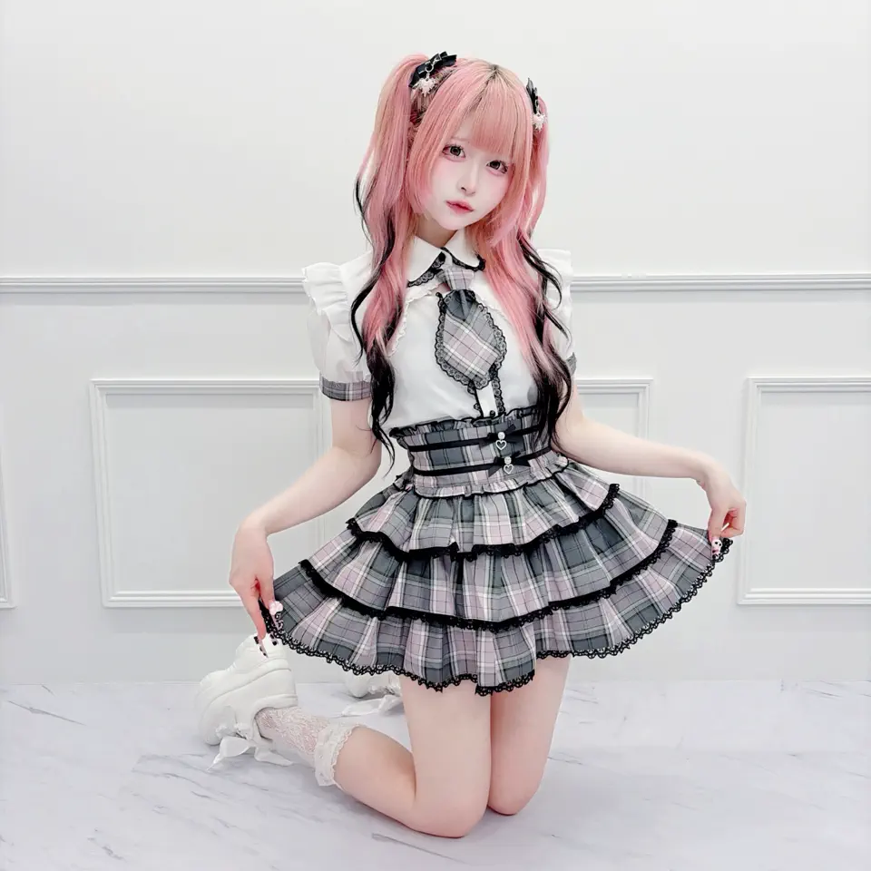 MA*RS】チェック柄ネクタイ付きブラウス - ピンク size-F | 地雷系
