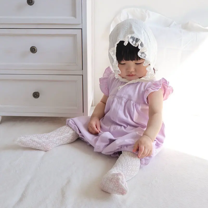 1枚でコーディネートが完成！フリル袖ショートオール - 日本製の新生児