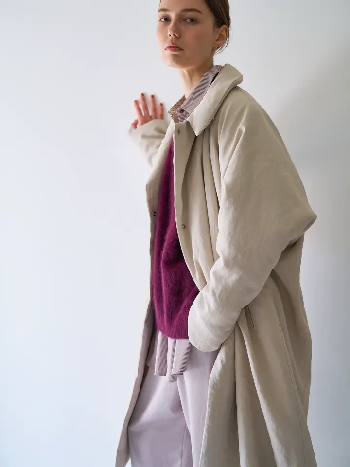 新品タグ付　qualite カリテ　コットンリネンストライプ　ロングコー 新品タグ付 qualite カリテ コットンリネンストライプ ロングコート