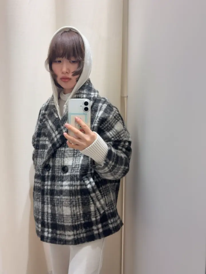 ノーカラーデニムジャケット （ブルー） 今季 FIKA.ノーカラーフリンジ