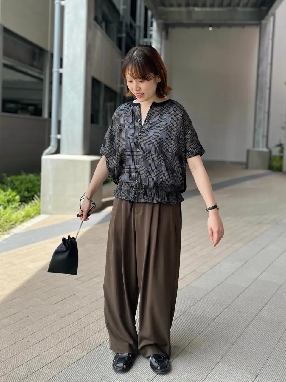 ◎◎grin(グリン) シアーチェックドルマンカーディガン 羽織り