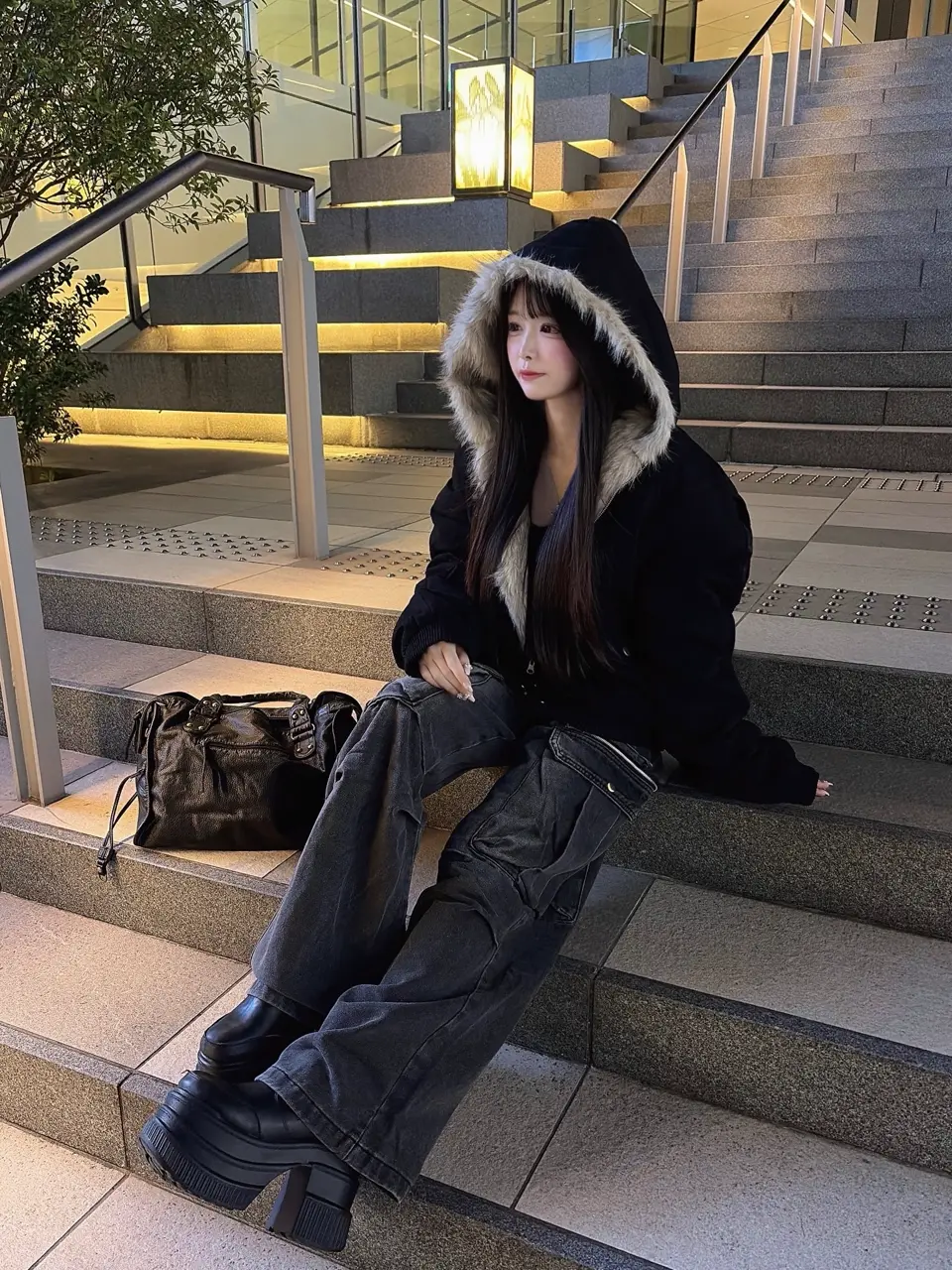 kakiss フード付きファーコート y2k 即納】フード付きファーコート