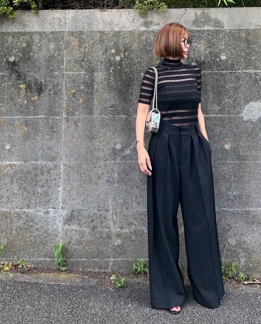 cygne♡ハイウエストタックワイドパンツ Lara♡ブラック♡新品0Tサイズ ハイウエストタックワイドパンツ Lara ブラック | Cygne