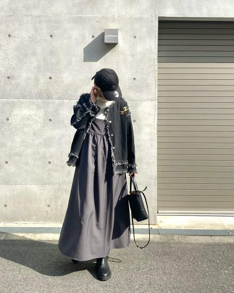 ボリュームロングキャミワンピース 全3色 2サイズ 【SALE