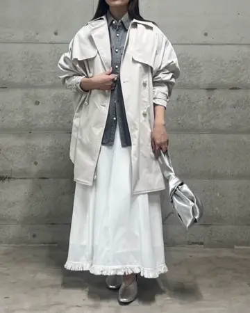 AMLILE パール釦ドルマントレンチコート | OUTER,コート