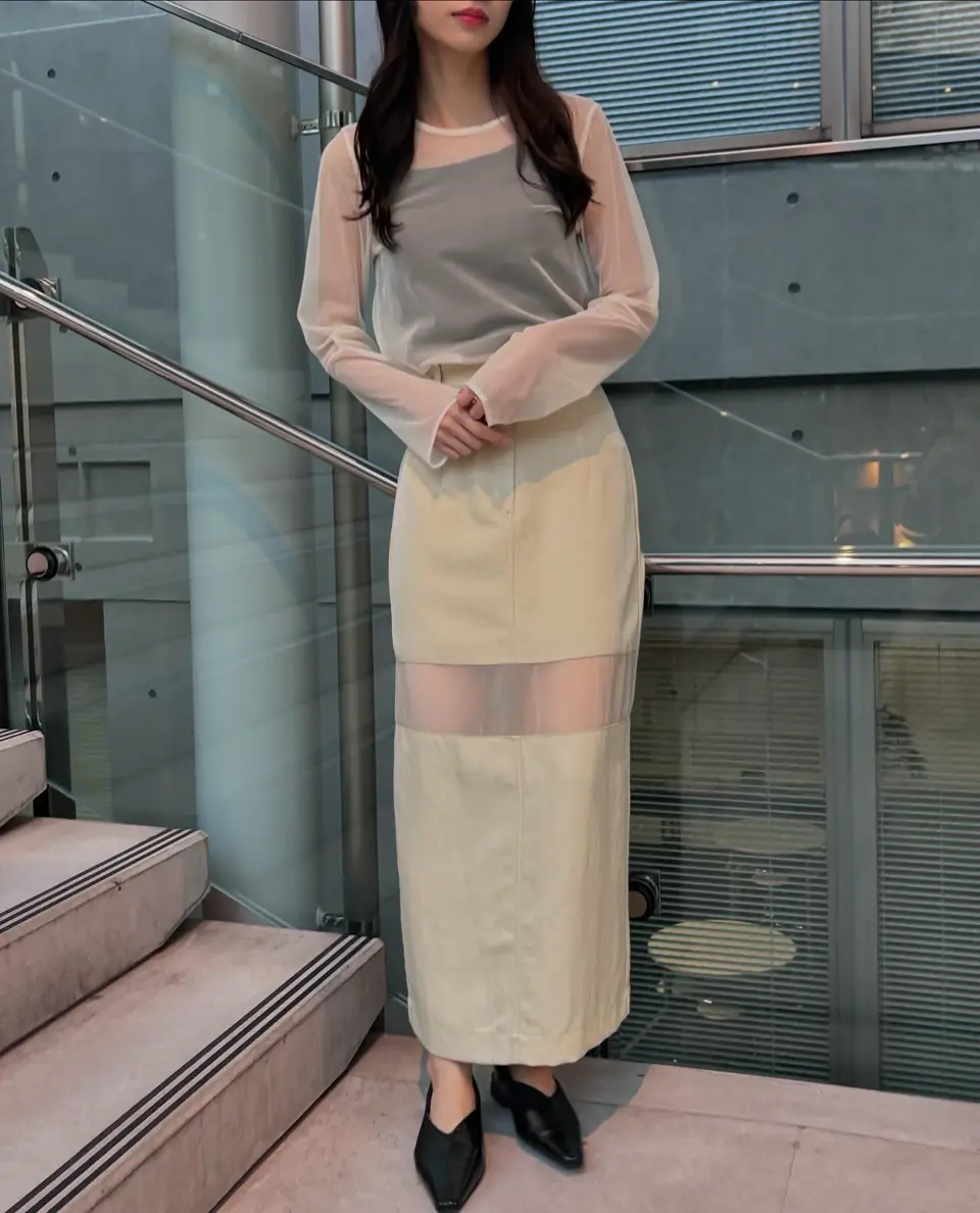 スカート clane SHEER SWITCHING STRAIGHT SKIRT CLANE SHEER SWITCHING STRAIGHT SKIRT - メルカリ