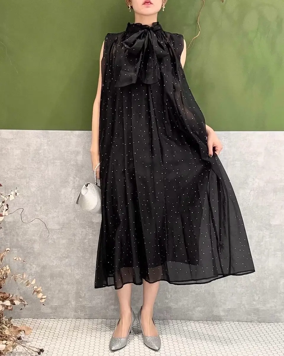 VALERIANE ストーンドットボウタイワンピース | DRESS,DRESS